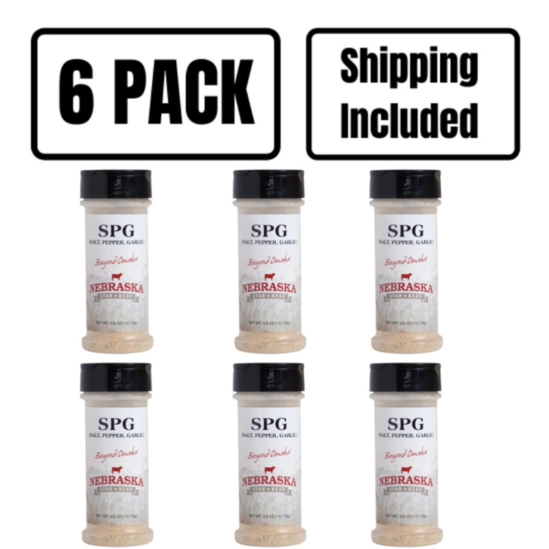 Salt, Pepper, Garlic Seasoning | 5 oz | Pack of 6 | Shipping Included | Nebraska Star Beef