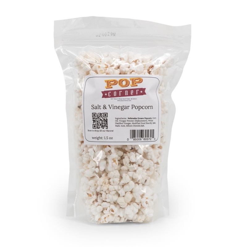 Salt & Vinegar Popcorn | 1.5 oz | Tangy and Savory | Fresh, Locally Sourced Popped Popcorn | Made in North Platte, NE | Pop Corner