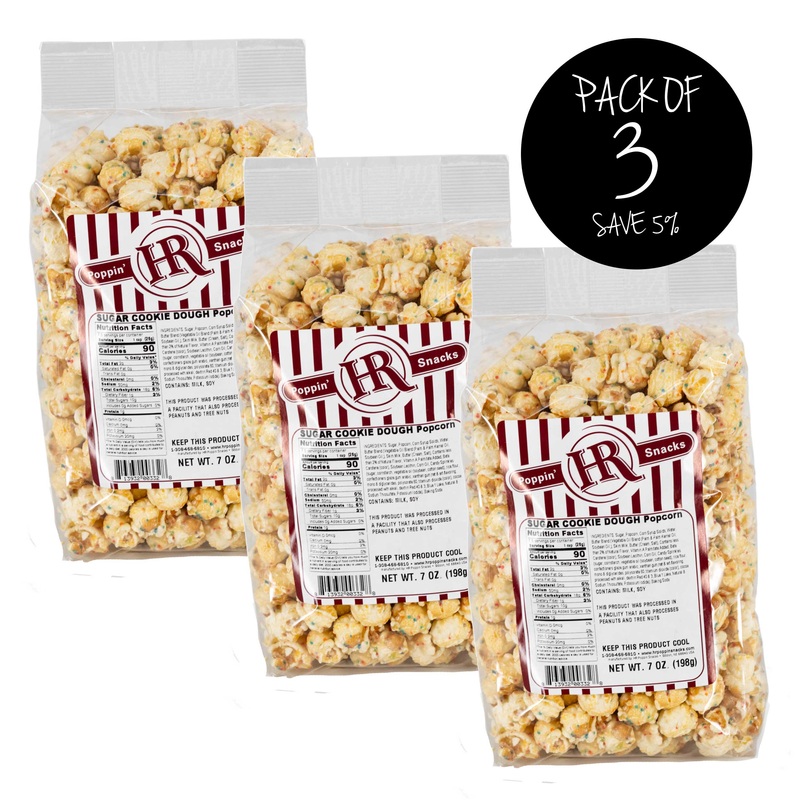Sugar Cookie Dough Popcorn | Pack of 3 | 7 oz | HR Poppin' Snacks
