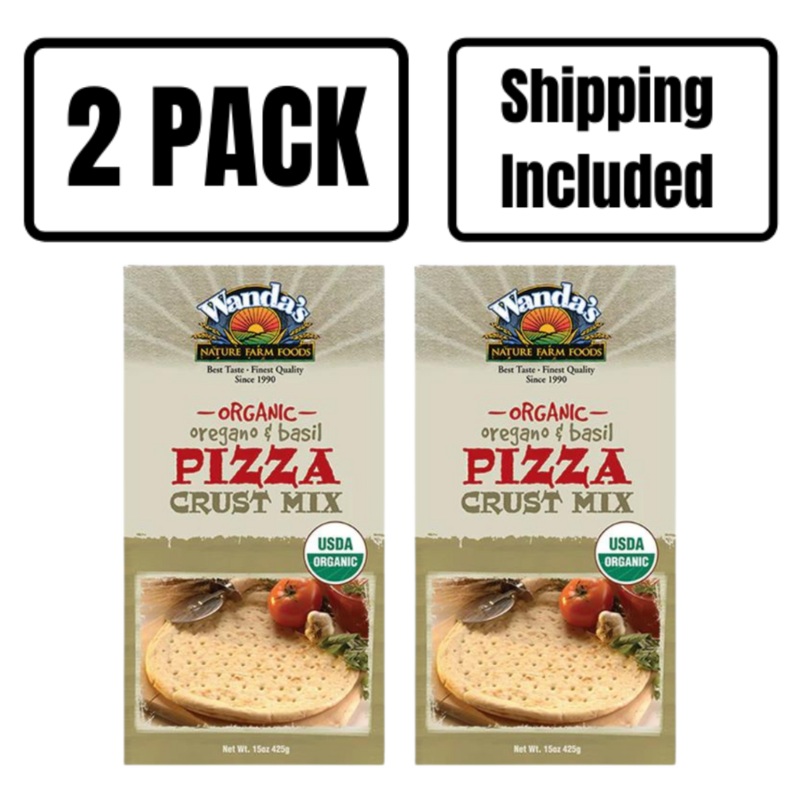 Wanda's Organic Oregano & Basil Pizza Crust Mix | Pack of 2 | 15 oz | Shipping Included | Heartland Gourmet | 1376