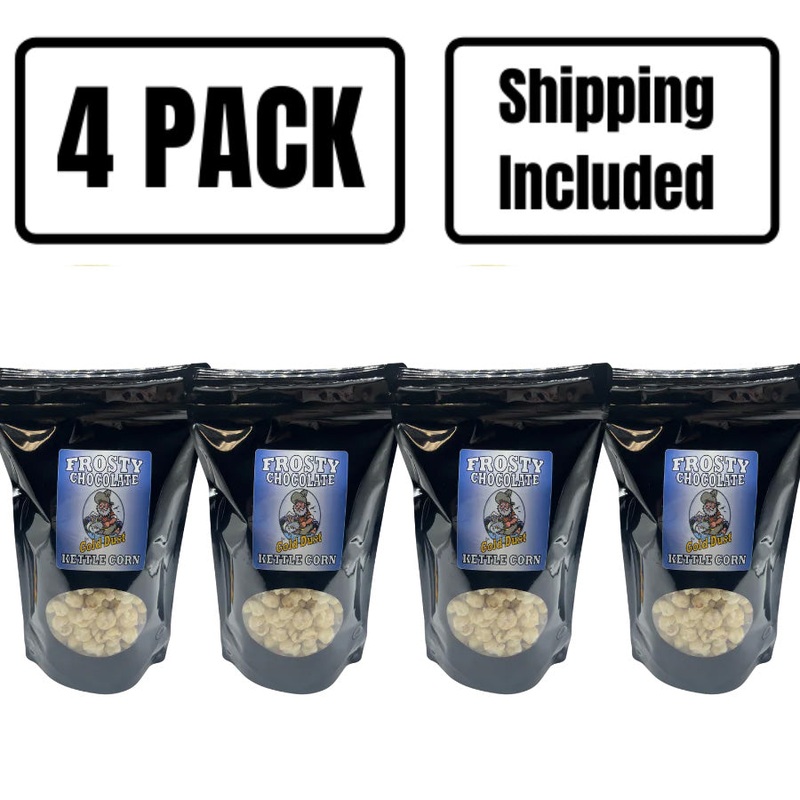 White Chocolate Covered Kettle Corn | Pack of 4 | 6 oz | Non-GMO & Gluten Free | Shipping Included | Gold Dust Kettle Corn