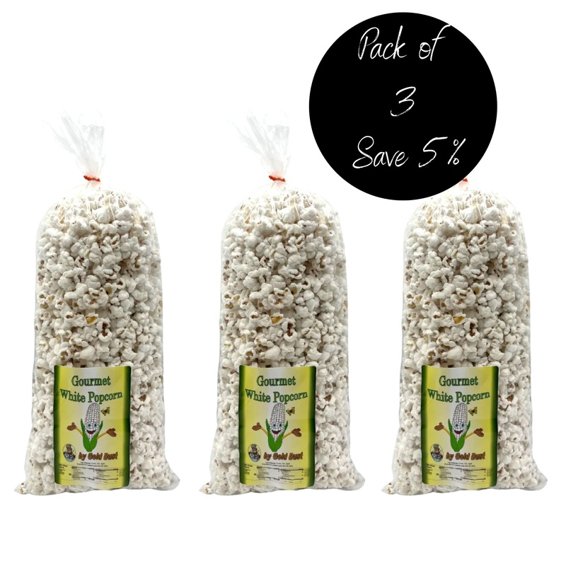 White Lightly Salted Butterfly Popcorn | Pack of 3 | 7 oz | Non-GMO | Gold Dust Kettle Corn