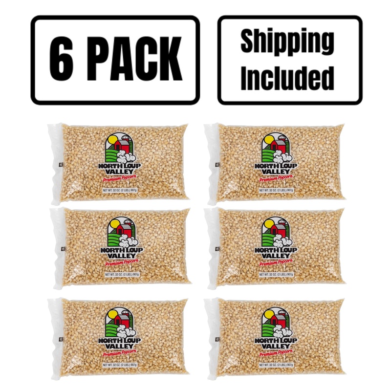 White Un-Popped Popcorn | 2 lb. Bags | 6 Pack | Shipping Included | Non-GMO | Popcorn County USA | North Loup Valley | Made in North Loup, NE