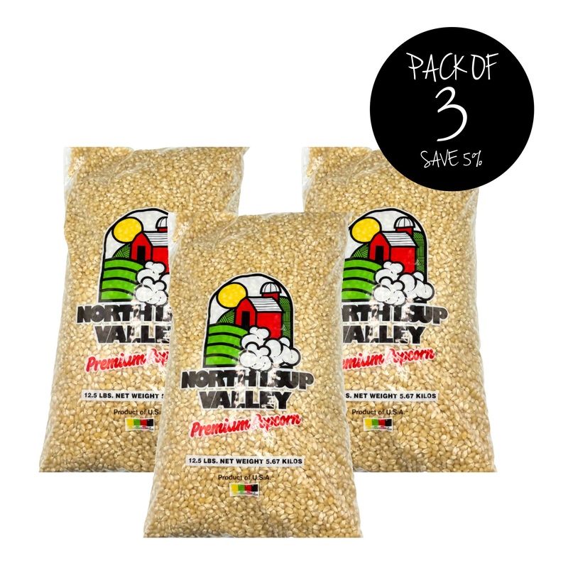 White Un-Popped Popcorn | Pack of 3 | Pops with Fewer Hulls | All Natural Whole Grain Gluten Free Popcorn | Popcorn County USA | North Loup Valley | 12.5 lb bag
