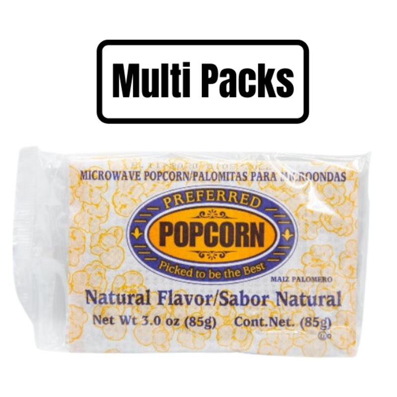 All Natural Flavored Microwave Popcorn | Good Source of Fiber | No Added Ingredients | Preferred Popcorn | 3 oz. Bag | Multipacks | Shipping Included