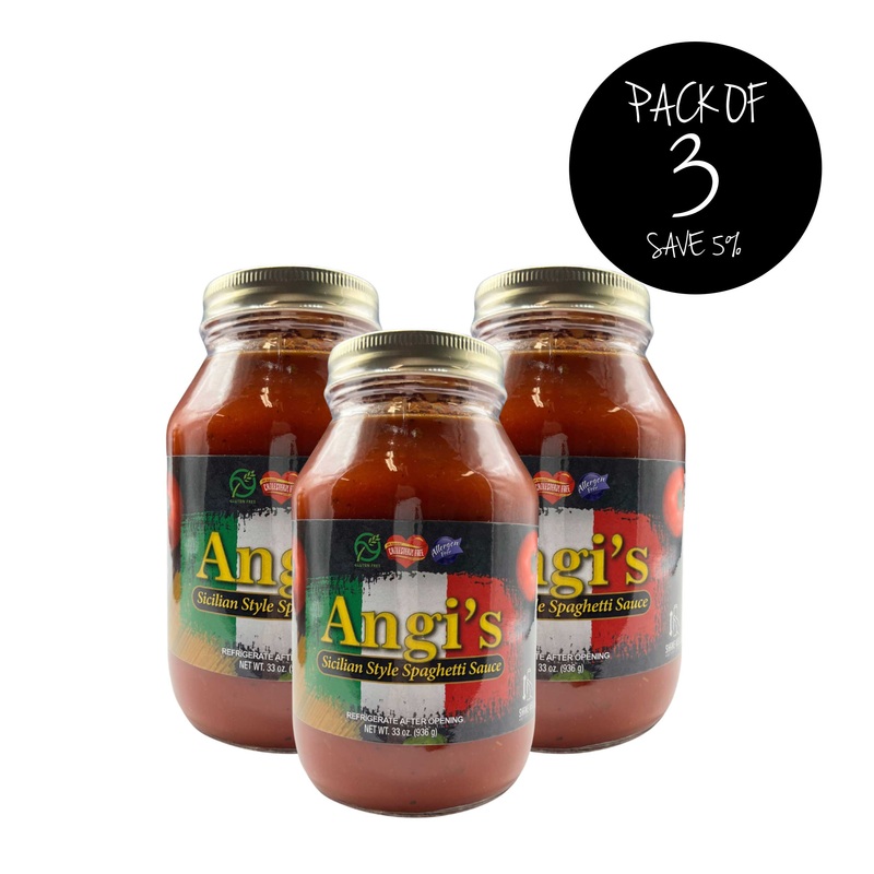 Angi's Sicilian Style Spaghetti Sauce | Pack of 3 | 33 oz | Gluten Free | Brenmar