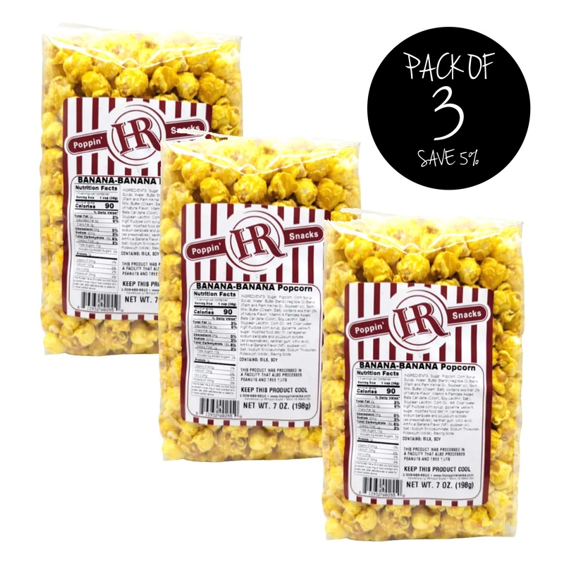 Banana Popcorn | Pack of 3 | 7 oz | HR Poppin' Snacks