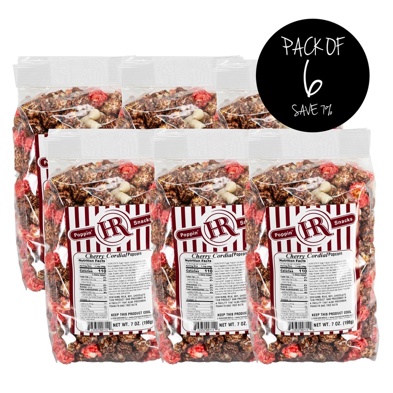 Cherry Cordial Popcorn | Pack of 6 | 7 oz | HR Poppin' Snacks