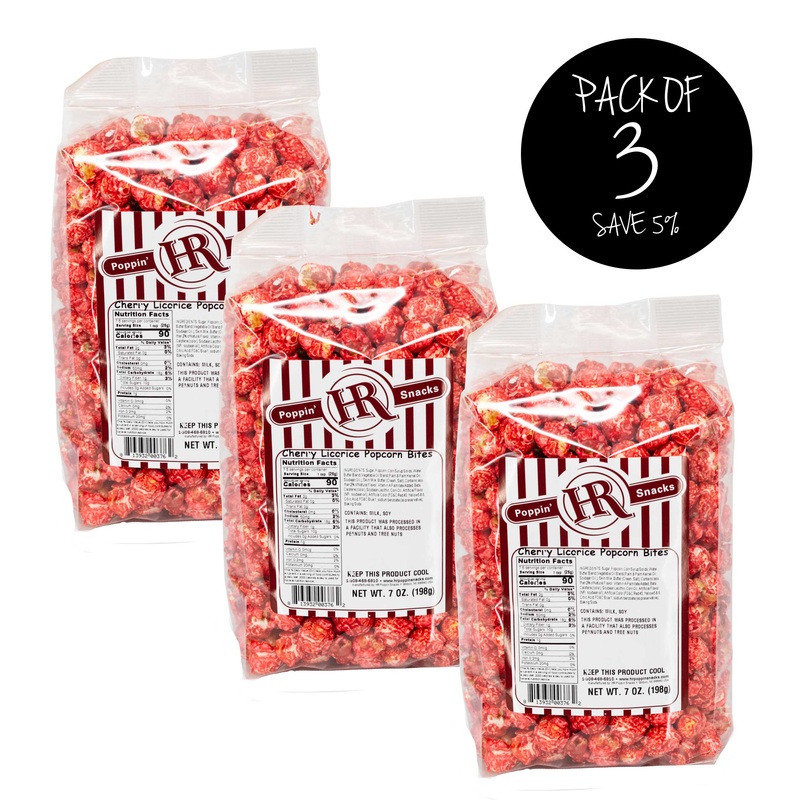 Cherry Licorice Popcorn | Pack of 3 | 7 oz | HR Poppin' Snacks