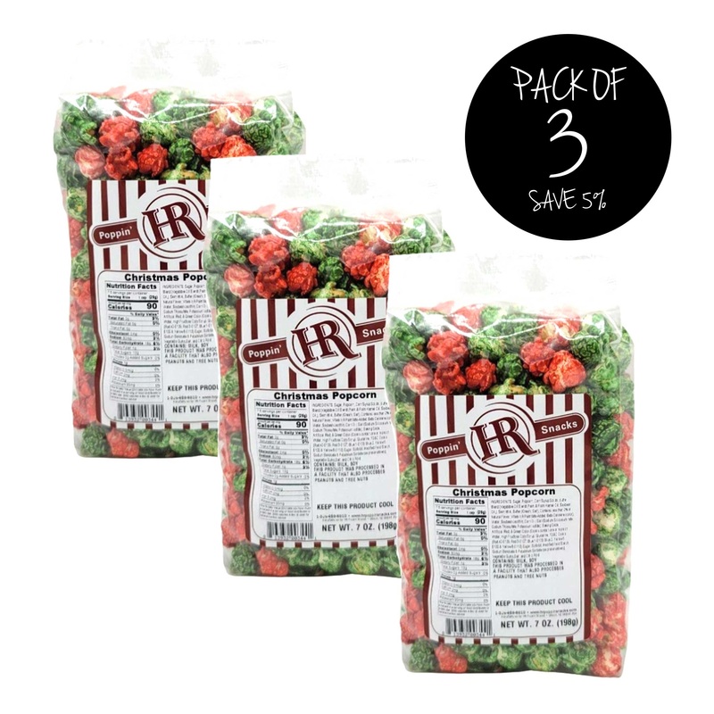 Christmas Popcorn | Pack of 3 | 7 oz | HR Poppin' Snacks