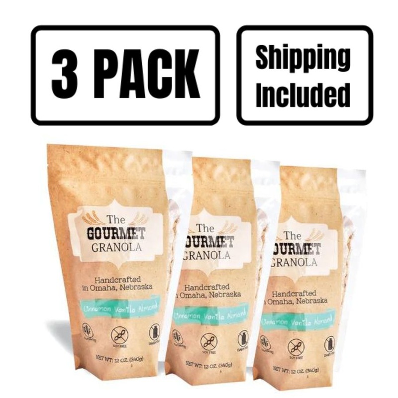Cinnamon Vanilla Almond Granola | Pack of 3 | 12 oz | Gluten, Dairy, & Soy Free | Free Shipping | The Gourmet Granola