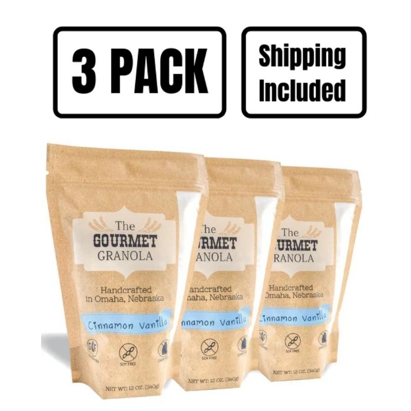 Cinnamon Vanilla Granola | Pack of 3 | 12 oz | Gluten, Dairy, Soy Free | Free Shipping | The Gourmet Granola