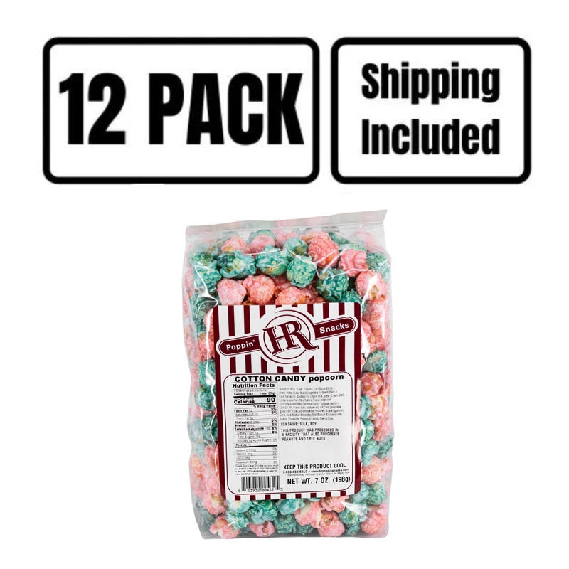 Cotton Candy Popcorn | Pack of 12 | 7 oz | Shipping Included | HR Poppin' Snacks