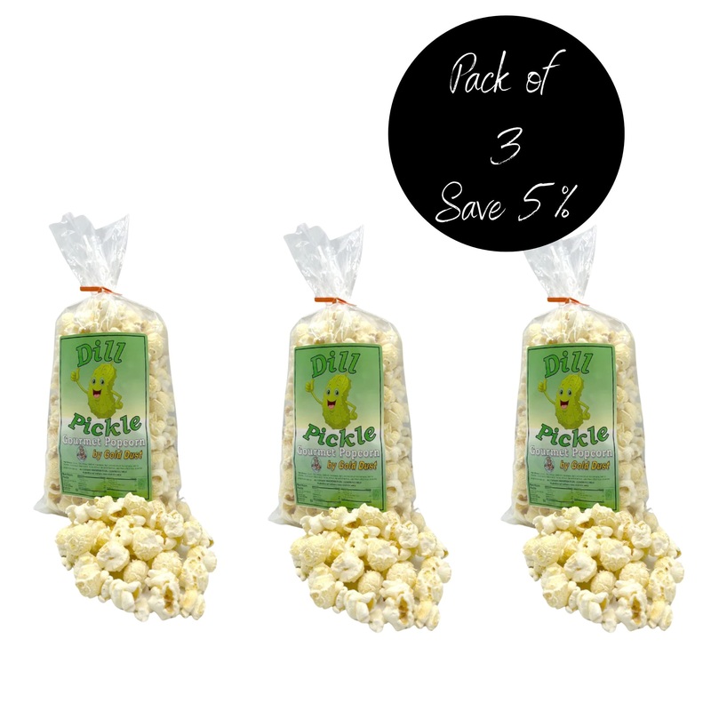 Dill Pickle Popcorn | Pack of 3 | 2 oz | Non-GMO | Gold Dust Kettle Corn