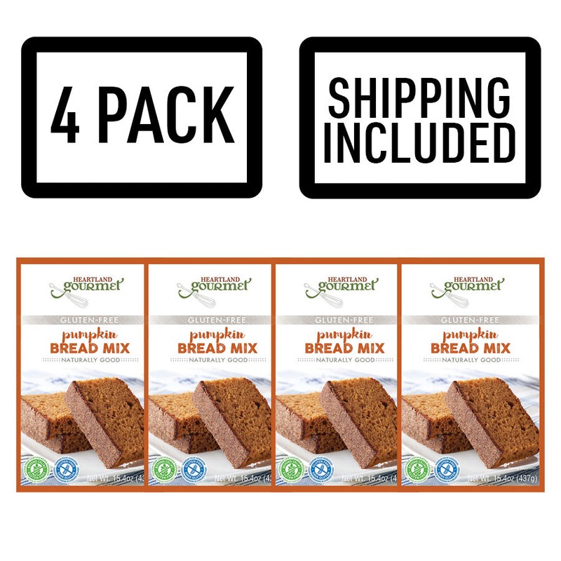 Gluten Free Pumpkin Bread Mix | Pack of 4 | 11 oz | Shipping Included | Heartland Gourmet | 2028