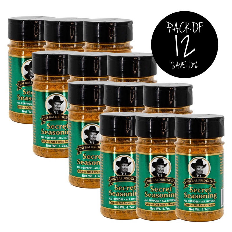 Jim Baldridge Secret Seasoning | Pack of 12 | 4.7 oz | Gluten Free | Baldridge Food Company
