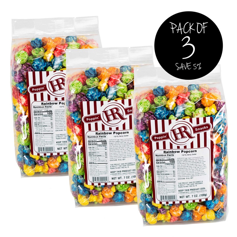 Rainbow Popcorn | Pack of 3 | 7 oz | Shipping Included | HR Poppin' Snacks