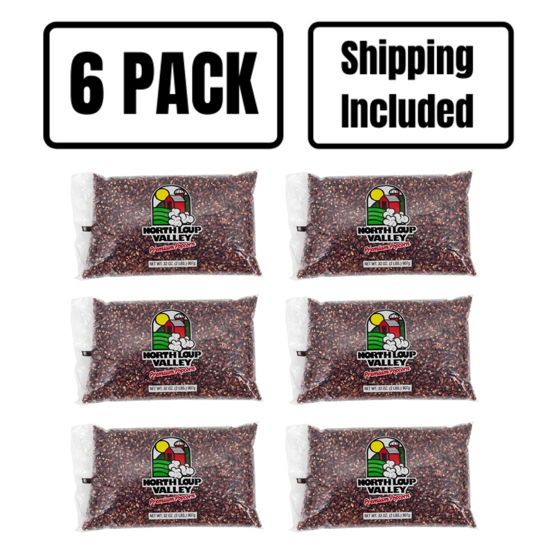 Red Un-Popped Popcorn | 2 lb. Bag | 6 Pack | Shipping Included | White, Crunchy, & Light | Popcorn County USA | Made in North Loup, NE | North Loup Valley