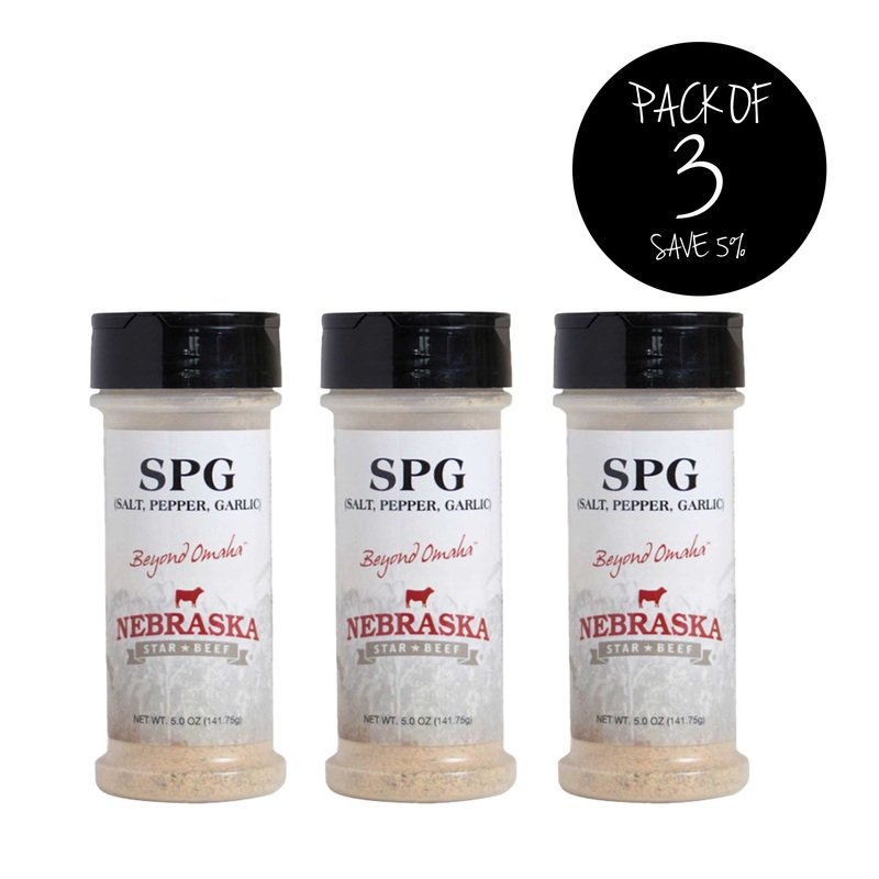 Salt, Pepper, Garlic Seasoning | 5 oz | Pack of 3 | Nebraska Star Beef