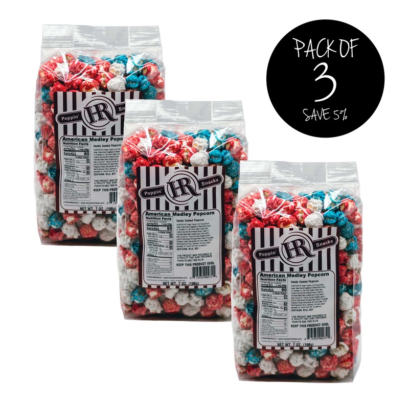 American Medley Popcorn | Pack of 3 | Multiple Sizes | HR Poppin' Snacks