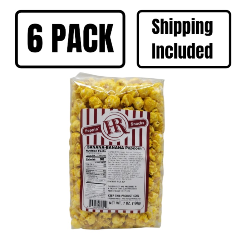 Banana Popcorn | Pack of 6 | 7 oz | Shipping Included | HR Poppin' Snacks