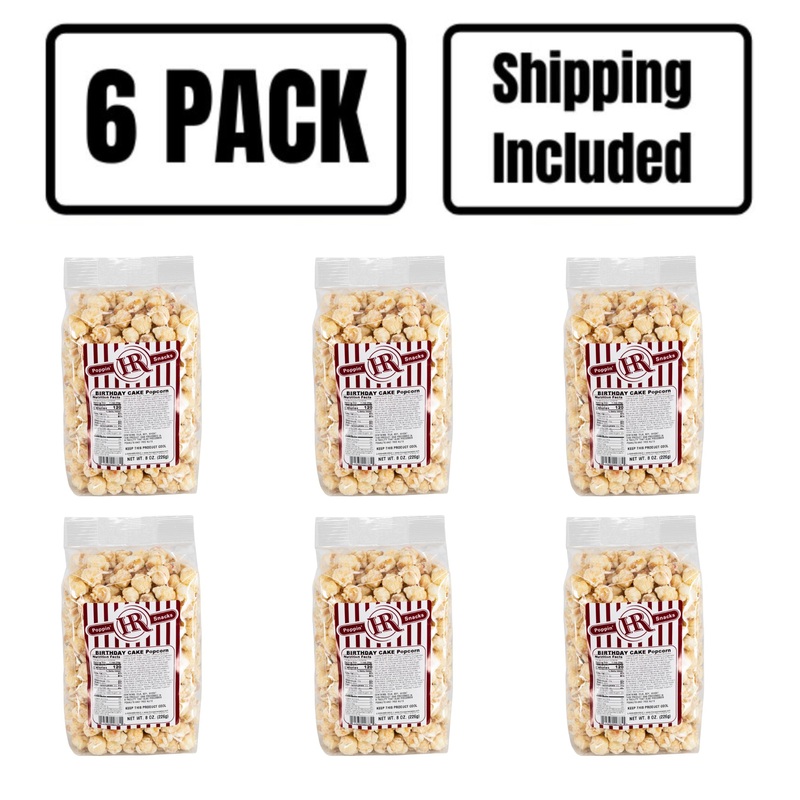 Birthday Cake Popcorn | Pack of 6 | 8 oz | Shipping Included | HR Poppin' Snacks