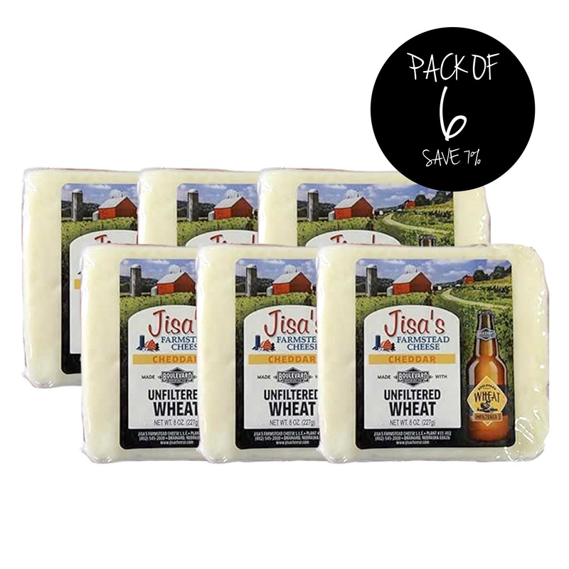 Boulevard Unfiltered Wheat Cheddar Cheese Block | Pack of 6 | 8 oz | Jisa's Farmstead Cheese