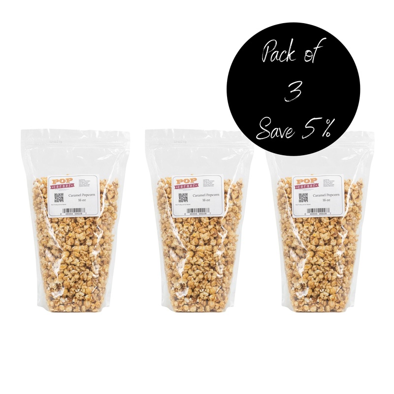 Caramel Popcorn | 16 oz. | 3 Pack | Classic Buttery Caramel Corn | Freshly Popped | Pop Corner | Made in North Platte, NE