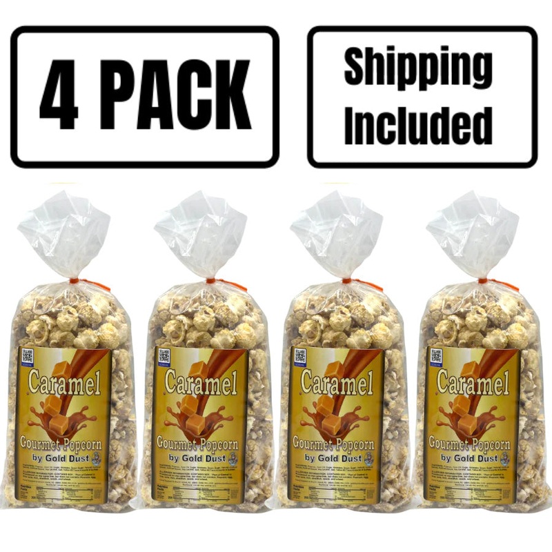 Caramel Popcorn | Pack of 4 | 3 oz | Non-GMO | Shipping Included | Gold Dust Kettle Corn