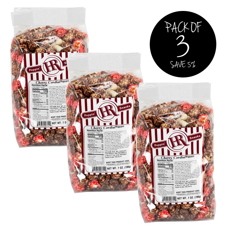 Cherry Cordial Popcorn | Pack of 3 | 7 oz | HR Poppin' Snacks