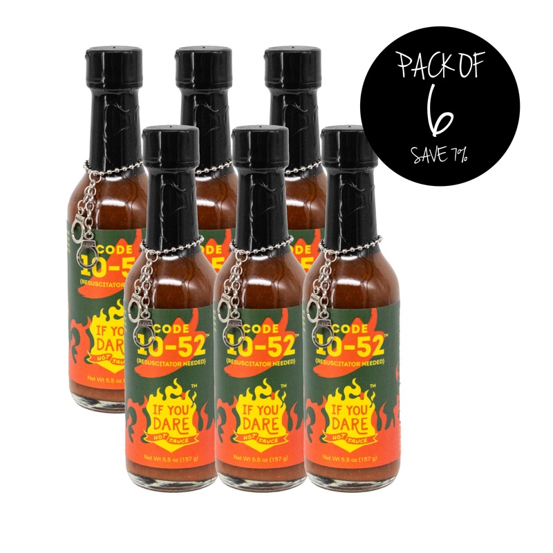 Code 10-52 Hot Sauce | Pack of 6 | 5.5 oz | Extreme Heat Level | If You Dare Foods