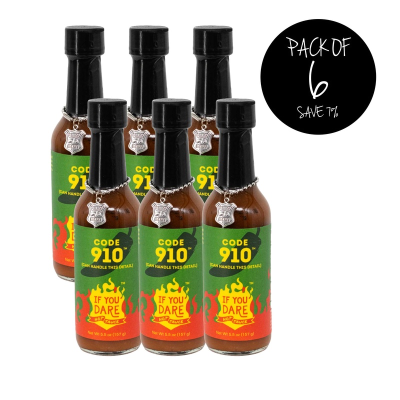 Code 910 Hot Sauce | Pack of 6 | 5.5 oz | Medium Heat  Level | If You Dare Foods