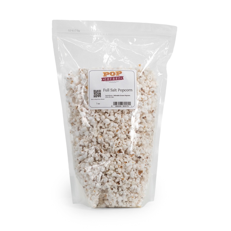 Full Salt Popcorn | 7 oz. | Pre-popped Popcorn | Bold, Savory Finish | Locally Sourced | Made in North Platte, NE | Pop Corner