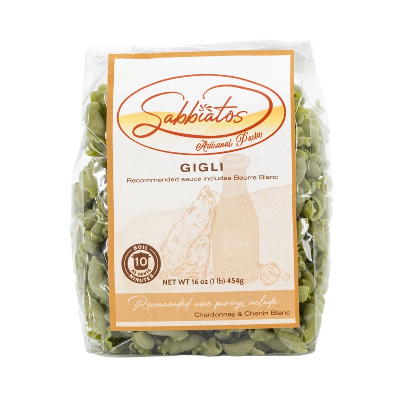 Gigli Pasta | Basil & Spinach | Made in Small Batches | Italian Artisan Pasta | Nebraska Pasta | Sabbiatos
