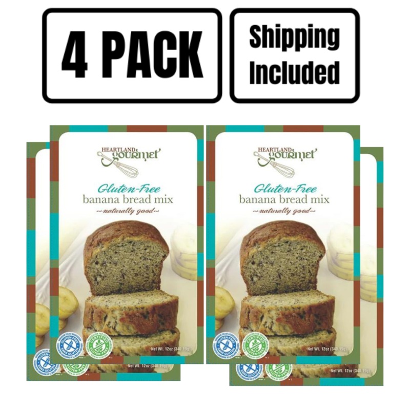 Gluten Free Banana Bread Mix | Pack of 4 | 16 oz | Shipping Included | Heartland Gourmet | 2027