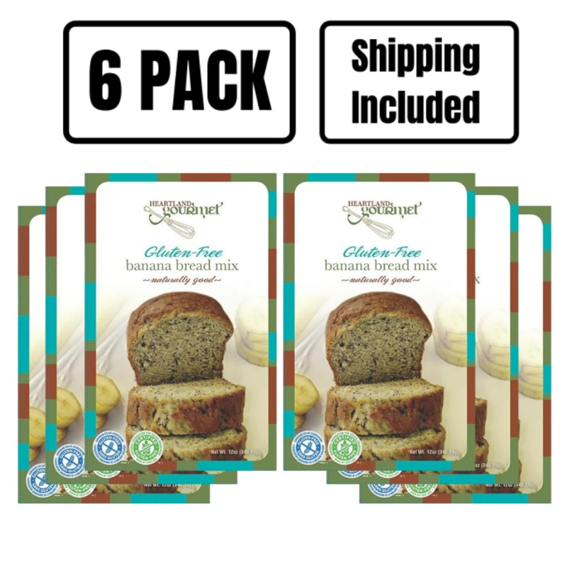 Gluten Free Banana Bread Mix | Pack of 6 | 16 oz | Shipping Included | Heartland Gourmet | 2027