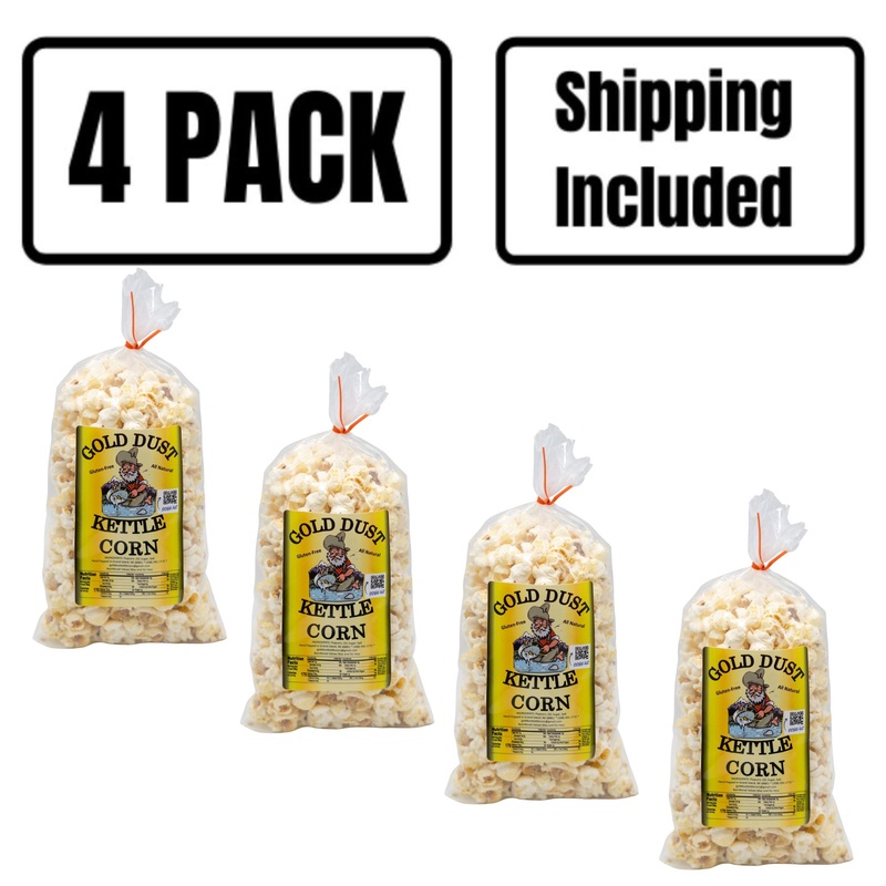 Kettle Corn | Pack of 4 | 2.5 oz | Non-GMO | Shipping Included | Gold Dust Kettle Corn