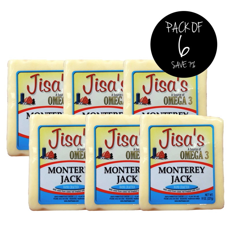 Monterey Jack Cheese Block | Pack of 6 | 8 oz | Jisa's Farmstead Cheese