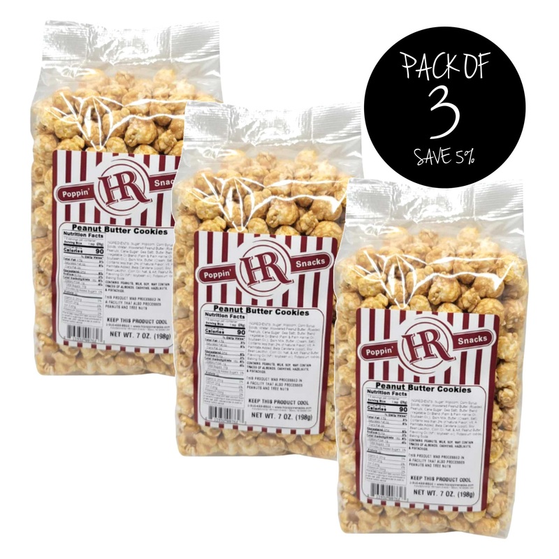 Peanut Butter Cookies Popcorn | Pack of 3 | 7 oz | HR Poppin' Snacks