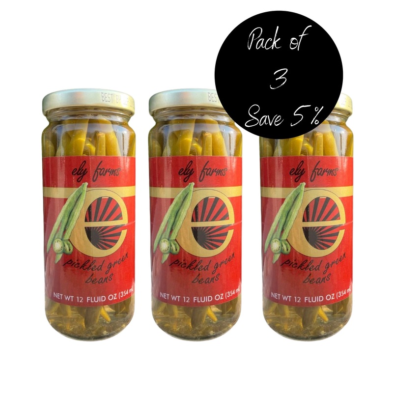 Pickled Green Beans | Pack of 3 | 12 oz | Ely Farms