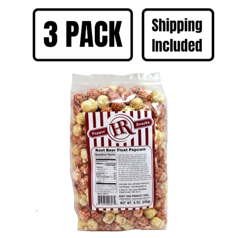 Root Beer Float Popcorn | Pack of 3 | 8 oz | Shipping Included | HR Poppin' Snacks