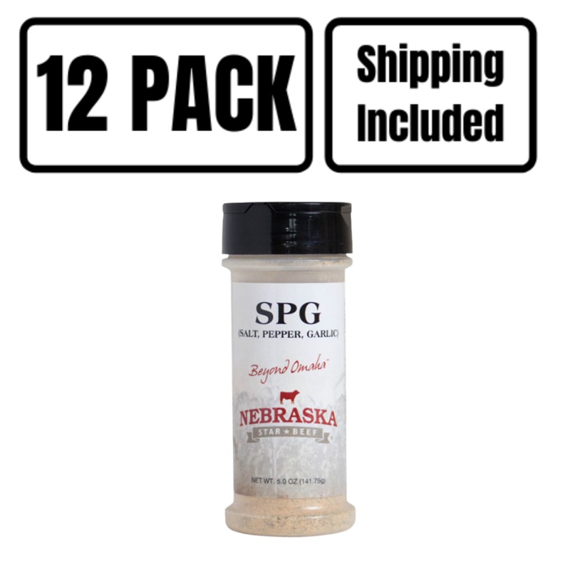 Salt, Pepper, Garlic Seasoning | 5 oz | Pack of 12 | Shipping Included | Nebraska Star Beef