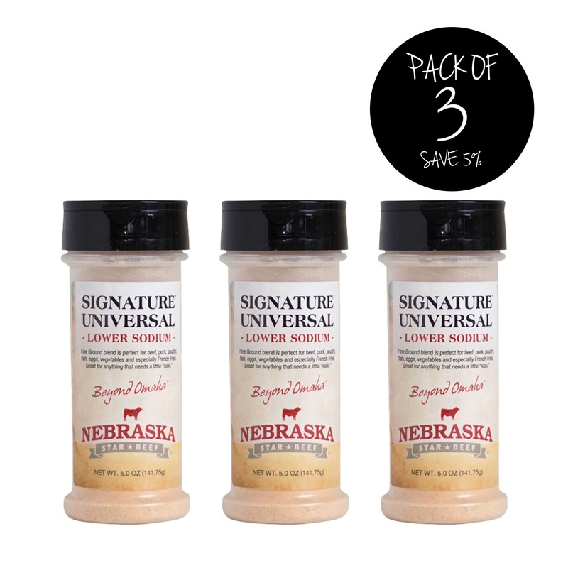 Universal Signature Low Sodium Seasoning | 5 oz | Pack of 3 | Nebraska Star Beef