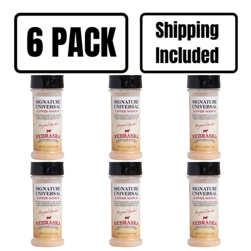 Universal Signature Low Sodium Seasoning | 5 oz | Pack of 6 | Shipping Included | Nebraska Star Beef