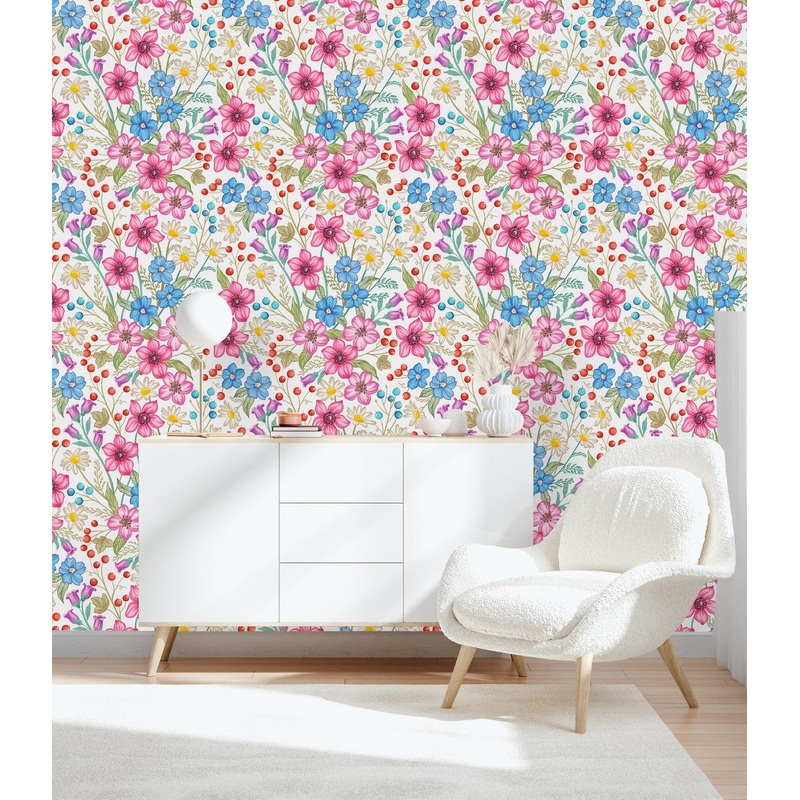 Chamomile and Berries Wallpaper