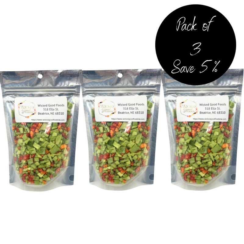Freeze Dried Fresh Bell Pepper Medley | Pack of 3 | 1.5 oz | Wicked Good Foods