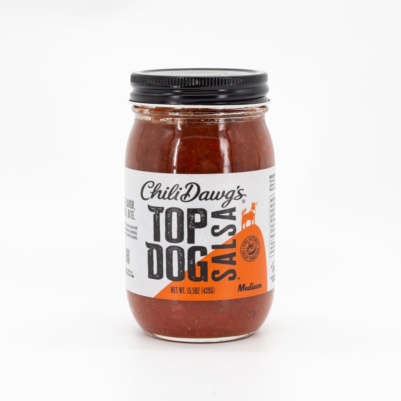 Medium Salsa | Top Dog | 15.5 oz | Chili Dawg's Foods of Fire