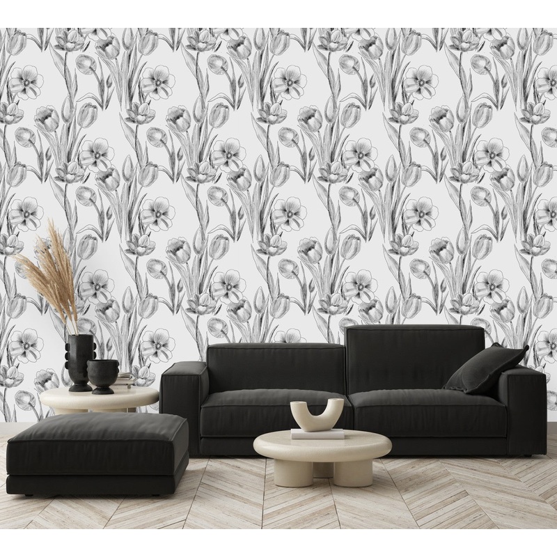 Black and White Tulips Wallpaper