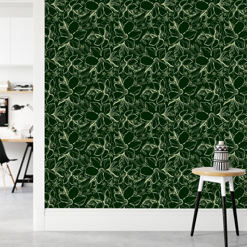 Black and Yellow Floral Wallpaper
