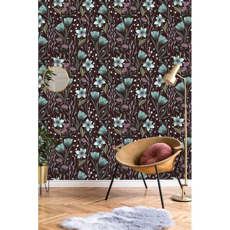 Blooming Flowers on a Dark Background Wallpaper